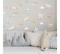 Stickerscape Unicorn Wall Stickers (Pastel Watercolour Unicorns) | Easy to Apply and Cleanly Removable | 28 Stickers for Walls Included | Unicorn Bedroom Accessories