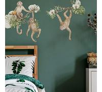 Stickerscape Watercolour Safari Wall Stickers (Monkeys - Regular Size) | Jungle Wall Stickers for a Children's Bedroom or Nursery | Easy to Apply and Cleanly Removable
