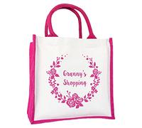 Stickerscape Wreath Shopping Canvas Bag Pink Mothers Day Gifts for Mum Gifts, Nana Gifts, Nan Gifts Made in the UK Available in 4 Colour Options 003039P-P