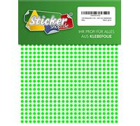 Stickershop Klebepunkte 05 mm 1440 Neon Green PVC Film Coding Dots, 5 mm, Luminous, Round, Self-Adhesive