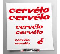 Stickersland Sticker Set Compatible with Frame Cervelo MTB Mountain Bike and Helmet | Sticker Sticker for Bicycle Lettering Logos | Stickersland (Red Glossy)