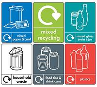 Stickerzilla 6 x WRAP Recycling Bin Set - [A6 100mm x 150mm] Self Adhesive Stickers