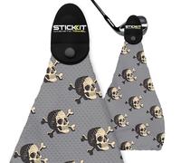 STICKIT The Original Magnetic Golf Towel with Gray Skulls | Top-Tier Microfiber Golf Towel with Deep Waffle Pockets | Industrial Strength Magnet for Strong Hold to Golf Carts or Clubs