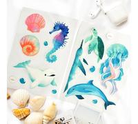 Stickly Iron-on transfers sea creatures for textiles, 2 sheets DIN A5 for iron-on, decorative fabric repair of T-shirts, jeans, hoodies, large small patches for children, babies