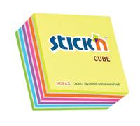 Stickn Sticky Notes Cube 76X76mm 400 Sheets Neon Colours 21539
