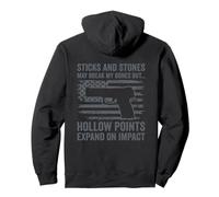 Sticks And Stones Hollow Points - 9mm .22 .45 Ammo (ON BACK) Pullover Hoodie