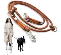 Sticks N' Bones co Hands Free Dog Leash 6-in-1, Adjustable Heavy Duty Leash, S M L Dogs, 2 Dogs, Waist Leash for Dog Walking, Running, Puppy Training Leash,Shorter Length (Honey Brown, 8 Ft 9 in)