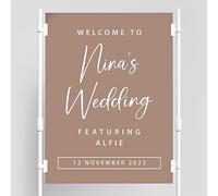 Sticky Art UK Funny Wedding Welcome Sticker - Personalised Bride & Groom Sign, 5 Sizes, Easy To Use, Vinyl, Cartoon Style, Rectangular, Outdoor, Summer Wedding Decoration