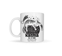 Sticky Art UK Karma is A Cat - Sleeping, Lyric-Inspired Mug, Unique Gift Idea, Song Quote, Pop Culture Gift, Small Gift, Coffee Lover's Gift, Small Gift