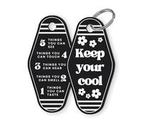 Sticky Art UK Keep Your Cool - Flowers Keyring: Acrylic Motel-style Calming Keychain, Daily Well-Being, Anxiety Grounding, Mindful Stress Relief Gift
