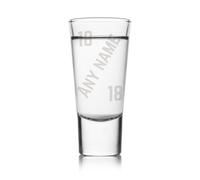 Sticky Art UK Personalised Birthday Shot Glass | Bold Block Name & Age | Custom Engraved | Milestone Birthday Gift for Him or Her | 18th or 21st