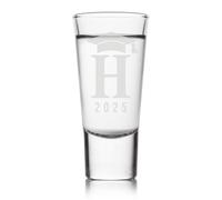 Sticky Art UK Personalised Graduation Gift - Initial & Grad Cap Shot Glass | Graduation Shot Glass | Custom Engraved Graduate Gift | Keepsake for Grads