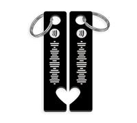 Sticky Art UK Personalised Matching Song Keyring Set - Custom Code Compatible With Spotify, Couple or Friends Set, Acrylic Song Keyring Gift For Music Lover, Our Song
