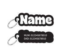 Sticky Art UK Personalised Name Tag, Contact Information On Back, Acrylic Keyring, Bag Tag, Custom Keyring, Emergency Information Keyring, Custom Name