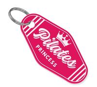 Sticky Art UK Pilates Princess Keyring - Acrylic Retro Motel Style Keychain with Crown Design | Pilates Gift for Women, Instructor Thank You Gift, Pilates Accessories