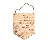 Sticky Art UK Please Leave Your Shoes At The Door Sign, Minimalist Wooden Plaque, Front Door Reminder, Keep House Clean Sign