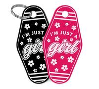 Sticky Art UK Retro Motel Keyring - Floral Quote Acrylic Keychain | Cute Girly Gift | Y2K Aesthetic Style Keyring for Bags, Keys & Accessories for Her
