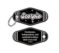 Sticky Art UK Retro Star Sign - Scorpio Keyring: Acrylic Motel-Style Zodiac Keychain, Astrology Accessory Gift for Birthday, Horoscope Present
