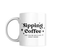 Sticky Art UK Sipping Coffee - Classic & Stars Mug: Lyric-Inspired Mug, for Music Lover, Coffee Gift, Song Quote, Pop Culture Gift, Small Gift Idea