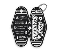 Sticky Art UK Stay Grounded - Flowers Keyring: Acrylic Motel-style Calming Keychain, Daily Well-Being, Anxiety Grounding, Mindful Stress Relief Gift