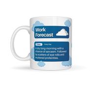 Sticky Art UK Work Forecast - Clouds Mug: Office Humour Coffee Cup, Funny Joke Work Mug, Gift for Friend, Colleague, Manager or Boss, Secret Santa Idea