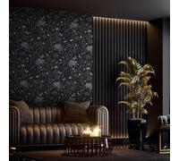 Sticky Back Plastic Black Brown Floral Wallpaper Peel and Stick Worktop Vinyl Covering Kitchen Bathroom Bedroom Furniture Art Deco Self Adhesive Wallpaper 38.6x320.6 cm