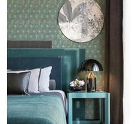 Sticky Back Plastic Green Gold Geometry Kitchen Wallpapers Bedroom Peel and Stick Waterproof Sticky Back Plastic Roll Furniture Worktop Vinyl Covering Art Deco Self Adhesive Wallpaper 40x100 cm