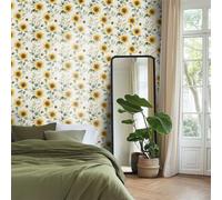 Sticky Back Plastic Sunflower Yellow Wallpaper Peel and Stick Worktop Vinyl Covering Kitchen Bathroom Bedroom Furniture Art Deco Self Adhesive Wallpaper 45x300 cm/3 roll