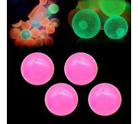 Sticky Ball, 4pieces Glow In The Dark Sticky Ball For Ceiling, Reusable StickyGlow Balls, Squishys Stress Balls Squeeze Toy, Stress Relieving Sensory Fidget Toys For Adults Kids(Pink)