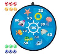 Sticky Ball Dart Board Game Set, Dartboard Set with 12 Sticky Balls, Foldable, Youngsters Safe Dart Game, Outdoor Throwing Game Ocean Recognition