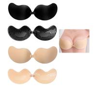 Sticky Bra, 4 Pairs Reusable Invisible Bra, Sticky B ras, Stick On Br a, Sticky Br a Push Up, Adhesive B ra, Push Up Sticky B ra for Low Cut Dress Summer V-Neck for Weddings Parties Dances