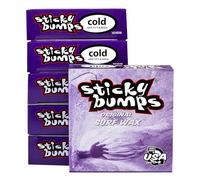 Sticky Bumps Original Surf Wax Cold- 6 Pack | Long-Lasting Surfboard Wax | Great Bump Building for Surfing | Non-Toxic, Nature-Safe | For Cold Water Temps 60°F/15°C and Below