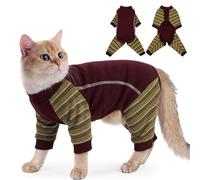 Sticky Cat Clothes, Sphynx Hairless Pajamas for Cats only, Soft Onesie for Kitten After Surgery, Female Male & Hair Loss Prevention, Red XS