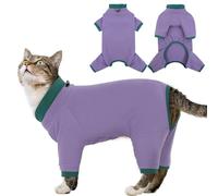 Sticky Cat Clothes Stretchy, Sphynx Hairless Sweater & Pajamas for Cats only, Soft Cat Onesie for Cats After Surgery Female Male & Hair Loss Prevention, Purple XL