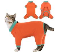 Sticky Cat Clothes Stretchy, Sphynx Hairless Sweater & Pajamas for Cats only, Soft Cat Onesie for Cats After Surgery Female Male & Hair Loss Prevention, Orange S