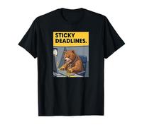 Sticky Deadlines Office Bear Funny Work Stress Cool Art T-Shirt
