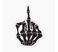 STICKY DUDE - Middle Finger Skeleton Cool Motorcycle Funny Helmet Stickers and Bikers Gifts Sticker Laptop Wall Window Bumper Decal 5"