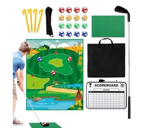 Sticky Golf Game, Interactive Chipping Set, Compact with Club & Putting Green, Sticky Practice Mat, Fun Training Equipment for Backyard Activities, Holiday Entertainment, Skill Development