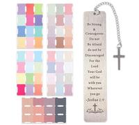 Sticky Index Tabs Bookmark Set - 60 Writable Blank Label with 1 Cross Bible Bookmark, Double Sided Notes Flags Paper, Page Markers Tabs Book Annotation Tabs, Divider Tabs for Classifying Planning