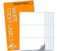 Sticky Labels No Residue - 42 Easy Peel Off, Waterproof, Reusable, 100x50mm Large White Sticky Labels for Storage Boxes, Multi Purpose Plain Stickers to Write On by Innoveem