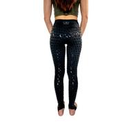 Sticky Moon Black on Black XXS Crescent Moon Silicone Grip Leggings for Pole Dance/Aerial/Dance/Yoga, Women's Unisex-Adults, Skinny, High Rise, Anti-Slip, Polyester Spandex, 4/25, 30 Inseam