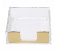 Sticky Note Holder, Clear Acrylic Post It Holder Notepad Dispenser Desk Organizer for Home Office, 10 * 9.5 * 3cm [Gold]