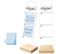 Sticky Note Holder, Monitor Memo Board, Message Board, Acrylic Desk Organizer with Wooden Base with 100Pcs Notes for Office Worker Men Women, Home Desktop and Office Desk She is Strong Proverbs 31:25