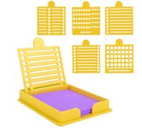 Sticky Note Holder with Five Different Stencils, Line Box Drawing Templates Post Note Dispenser with Anti-Skidding Mats for 3x3in Sticky It Notes for to Do List Room Office School Desk(Yellow)