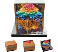 Sticky Note Paper Art 3D Memo Pads Marriage Tree Yellow, Blue, Purple Tree Four Seasons Tree Treehouse Cute Notebook with Light and Pen Holder DIY Creative Gift(Colorful tree)