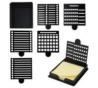 Sticky Note Stencil and Holder with 5 Templates, Black Reusable 3x3 Inch Post It Note Organizer for Desk