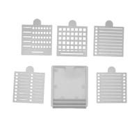 Sticky Note Stencil and Holder with Five Different Stencil, 2PCS Sticky Note Holder for Desk, Memo Pad Organizer with Five Line Box Drawing Template