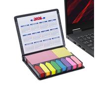 Sticky Notepads, Sticky Notebook, Creative Coloured Adhesive Flags - Coloured Notepads in Faux Leather Box, Business Index Notepad with Writeable Flags for Planner Notebooks