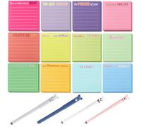 Sticky Notes, 12 Color Motivational Sticky Notes with Lines, 600Pcs Cute Stationery Supplies, 3 x 3 Inch Funny Office Gifts for Teacher, Students, Office Workers