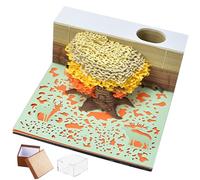 Sticky Notes, 3D Memo Pad with Display Case Tree Shape Decorative 3D Notepad Office Living Room Desk Memo Pad Gift for Colleague Friend, Orange Red